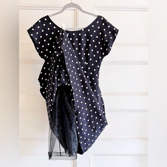 Lili’s Closet Black Linen Swinger Dress with Cream/Natural Polka Dots - Picture 3 of 7